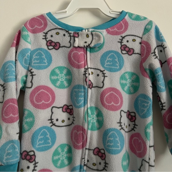 Hello Kitty Pink and Blue Toddler Girl’s Fleece Footed Pajama Sleeper-Size 2T - Picture 3 of 6